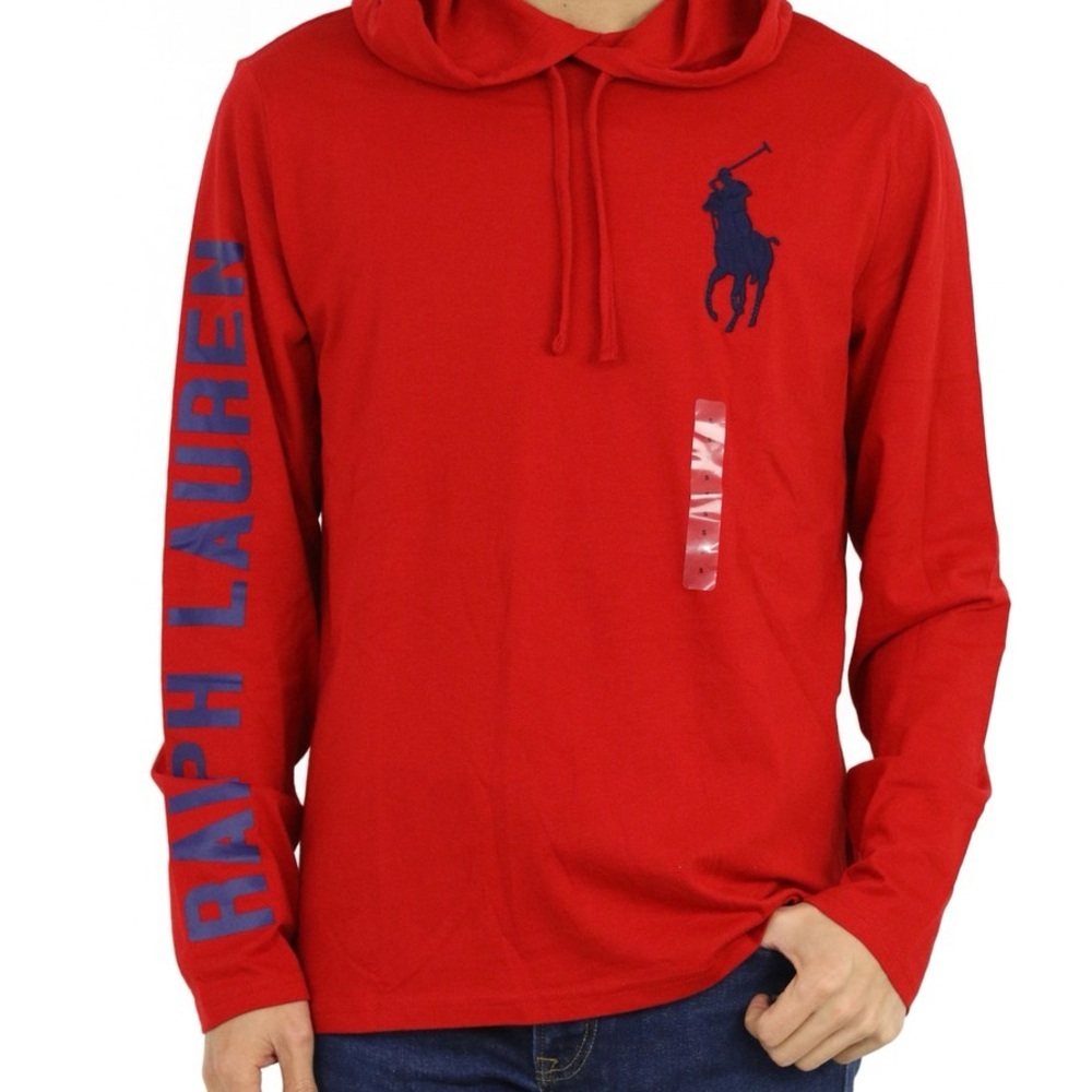 Polo Ralph Lauren Long Sleeve Hooded Big Pony Long Sleeve Spell Out Sz Large